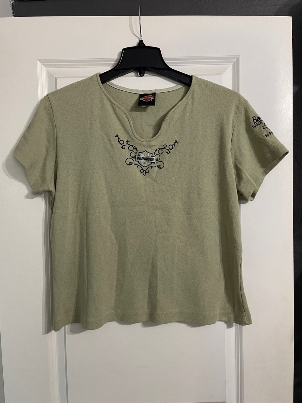 Vintage Harley Davidson Barnett El Paso TX Tee Size XL Light Green Made In USA